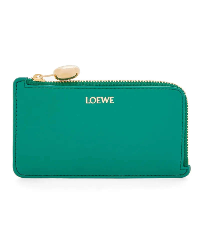 Loewe Luxury Pebble coin cardholder in shiny nappa calfskin Emerald