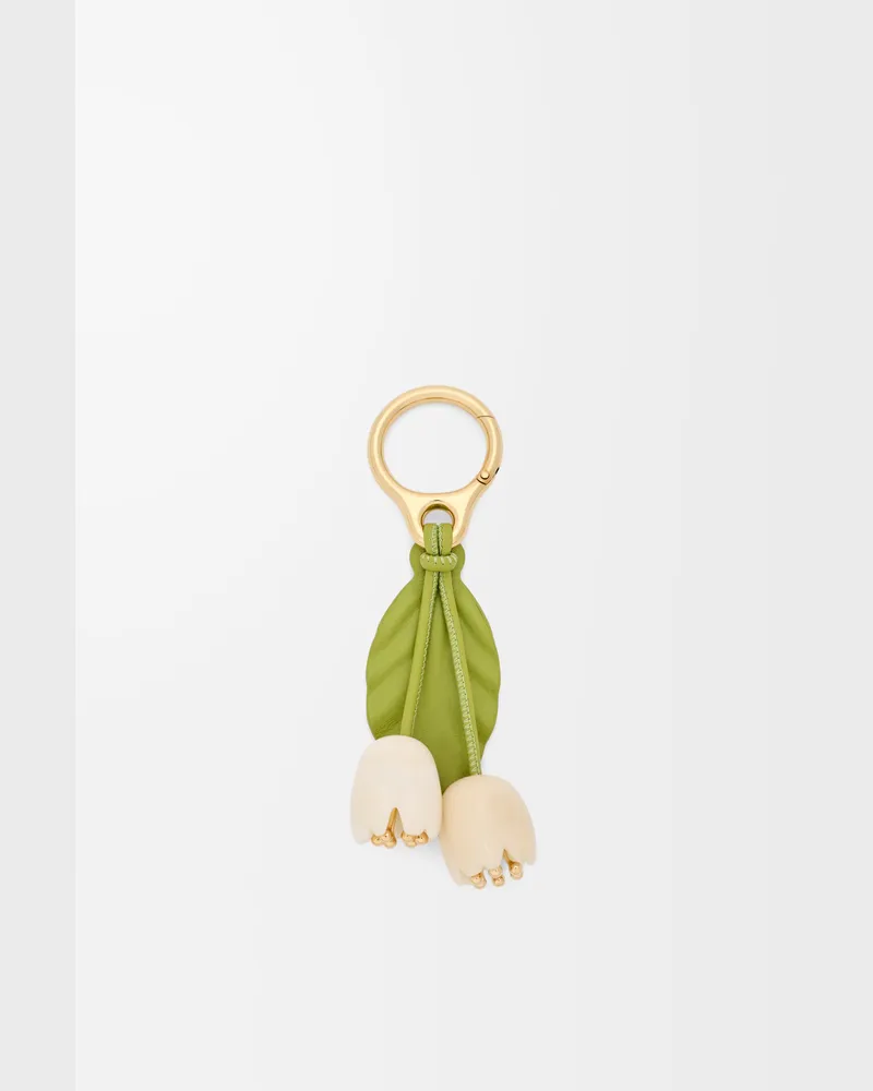 Loewe Flower Charm In Leather skin Mujer White