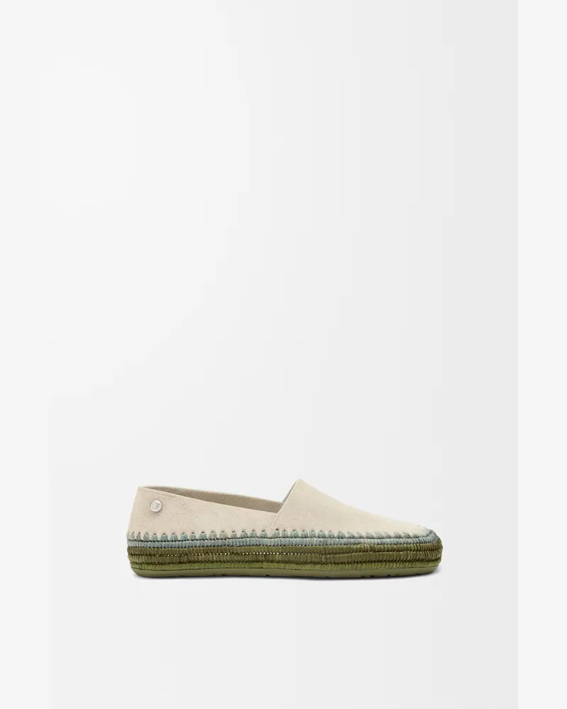 Loewe Rio Slipper In Suede And Raffia Size Mujer Light