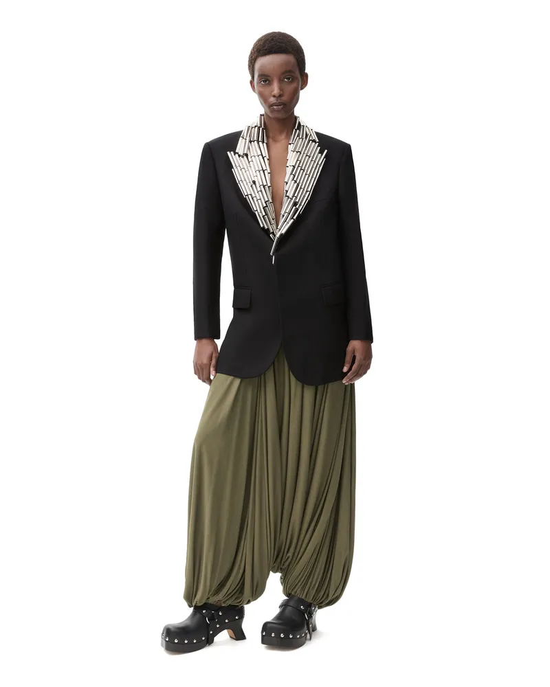 Loewe Luxury Draped trousers in viscose Loden