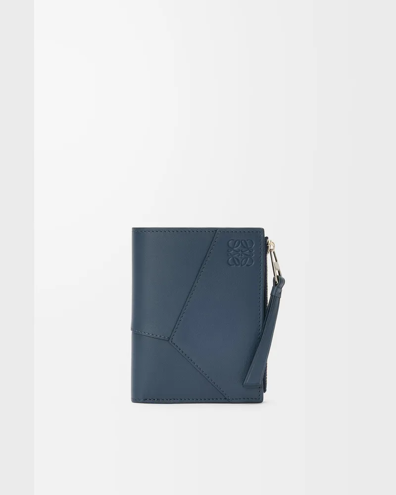 Loewe Puzzle Slim Compact Wallet In Leather skin Hombre Indigo