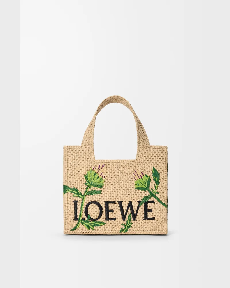 Loewe Small Loewe Font Tote In Raffia Mujer Natural
