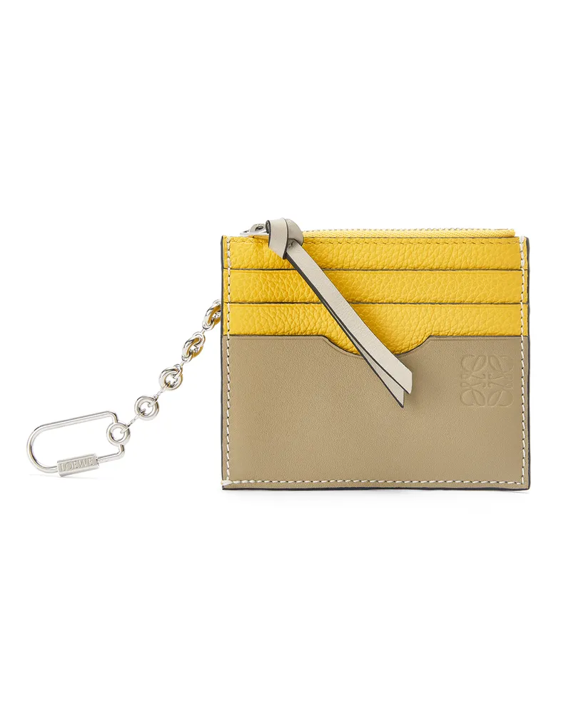 Loewe Luxury Square cardholder in soft grained calfskin with chain Yellow