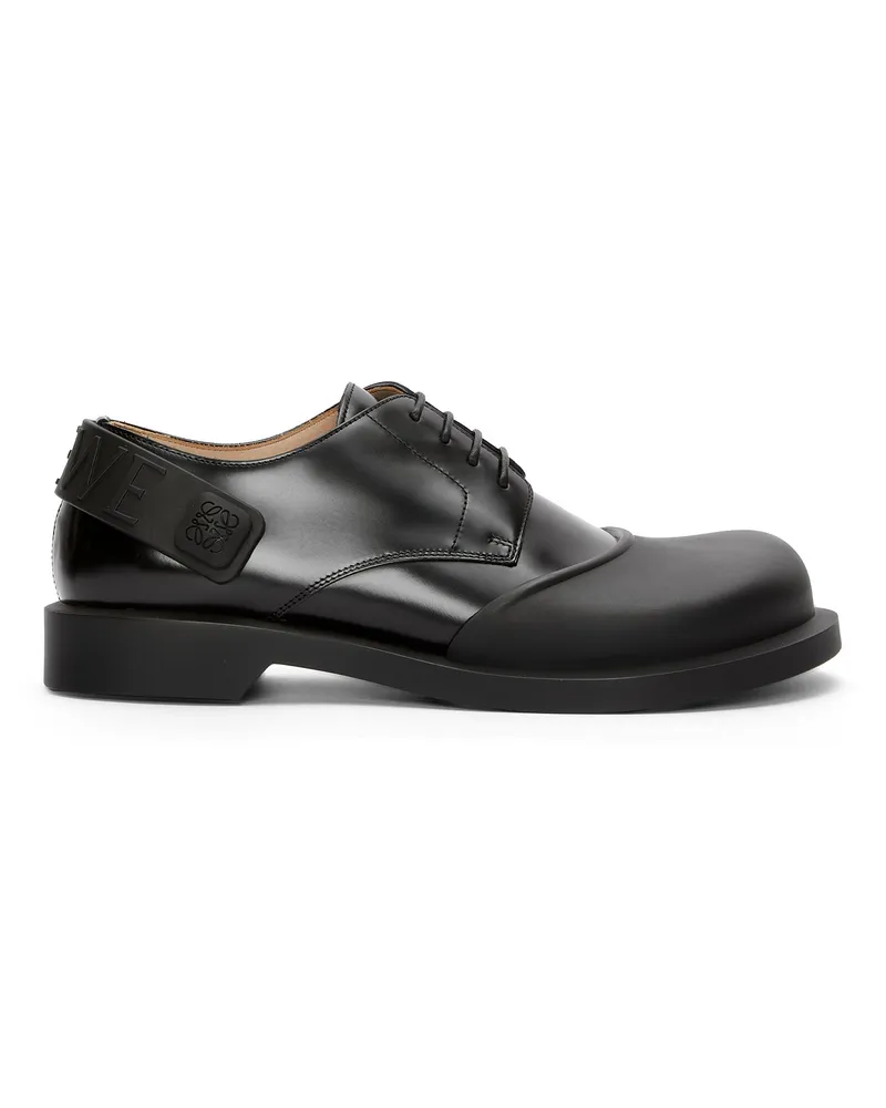 Loewe Luxury Derby shoe in rubber and brushed-off calfskin Black