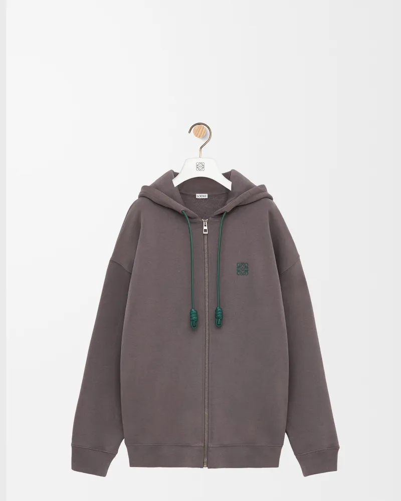 Loewe Zip-up Hoodie In Cotton Size Hombre Dark