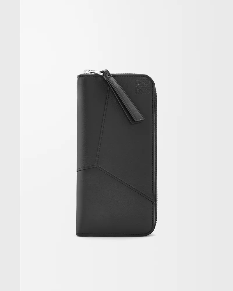 Loewe Puzzle Zip Around Wallet In Leather skin Hombre Black
