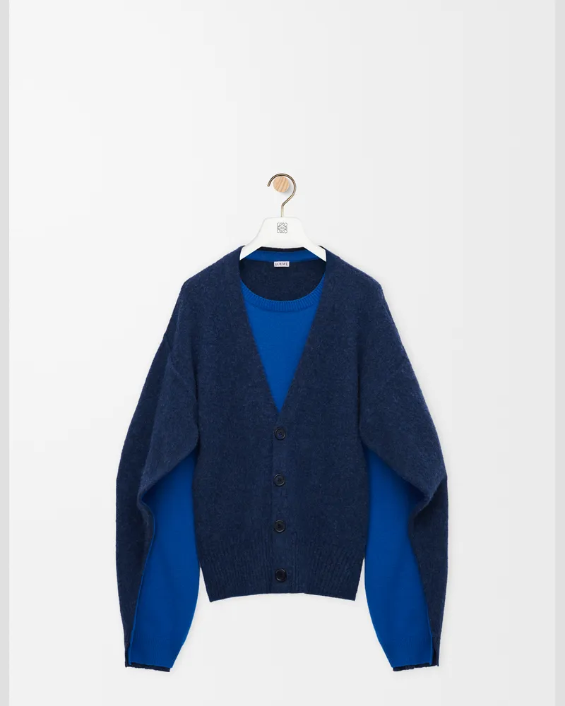 Loewe Trompe L'oeil Sweater In Wool Size Hombre Blue