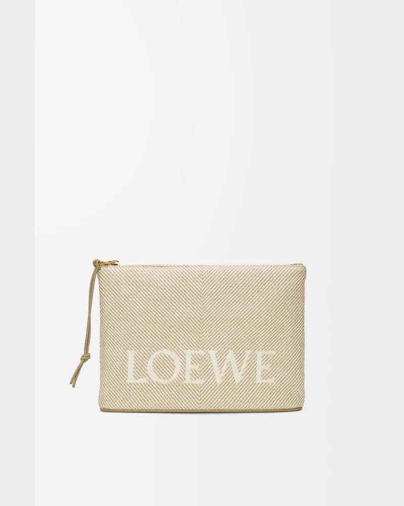 Loewe Oblong Pouch In Loewe Jacquard And Leather skin Mujer Ecru