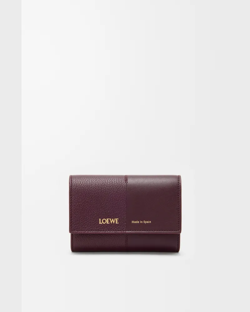 Loewe Small Vertical Wallet In Smooth And Grained Leather skin Mujer Dark