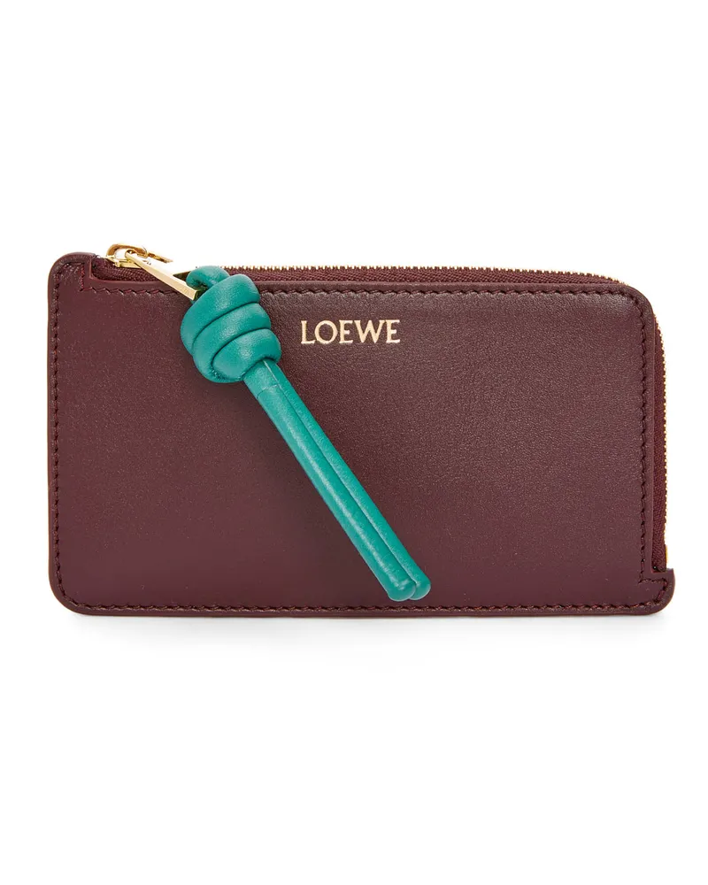 Loewe Luxury Knot coin cardholder in shiny nappa calfskin Burgundy