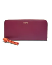 Loewe Luxury Knot zip around wallet in shiny nappa calfskin Crimson