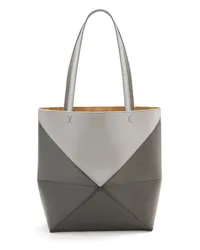 Loewe Luxury Puzzle Fold Tote in shiny calfskin Pearl