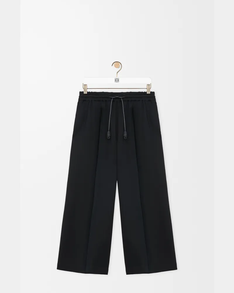 Loewe Cropped Trousers In Stretch Viscose Size Mujer Black