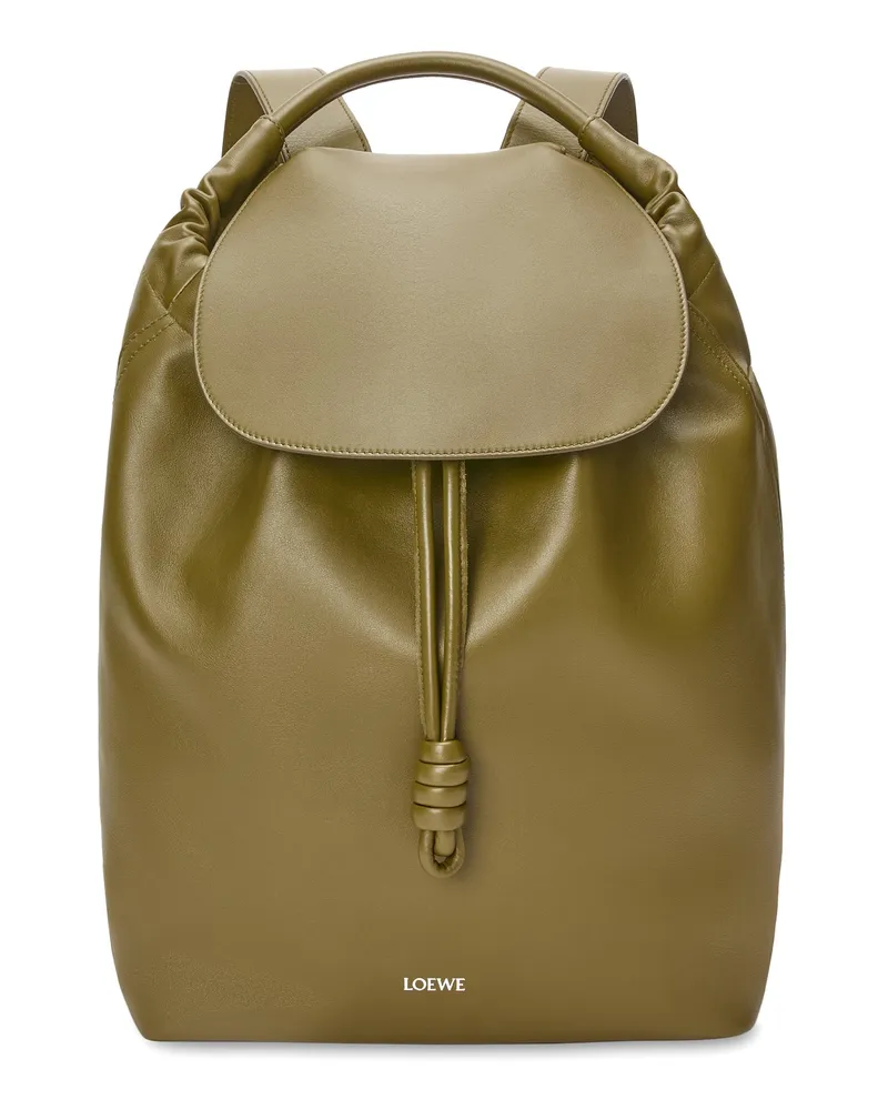 Loewe Luxury Flamenco Backpack In Shiny Supple Calfskin Olive