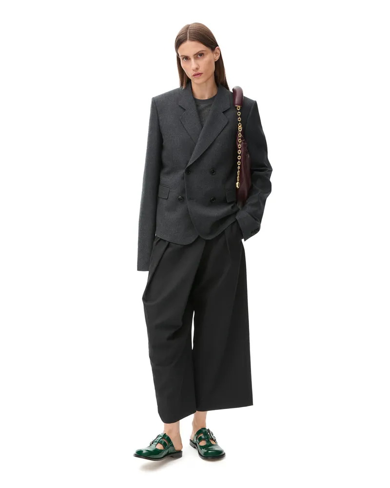 Loewe Luxury Cropped wrap trousers in wool Black