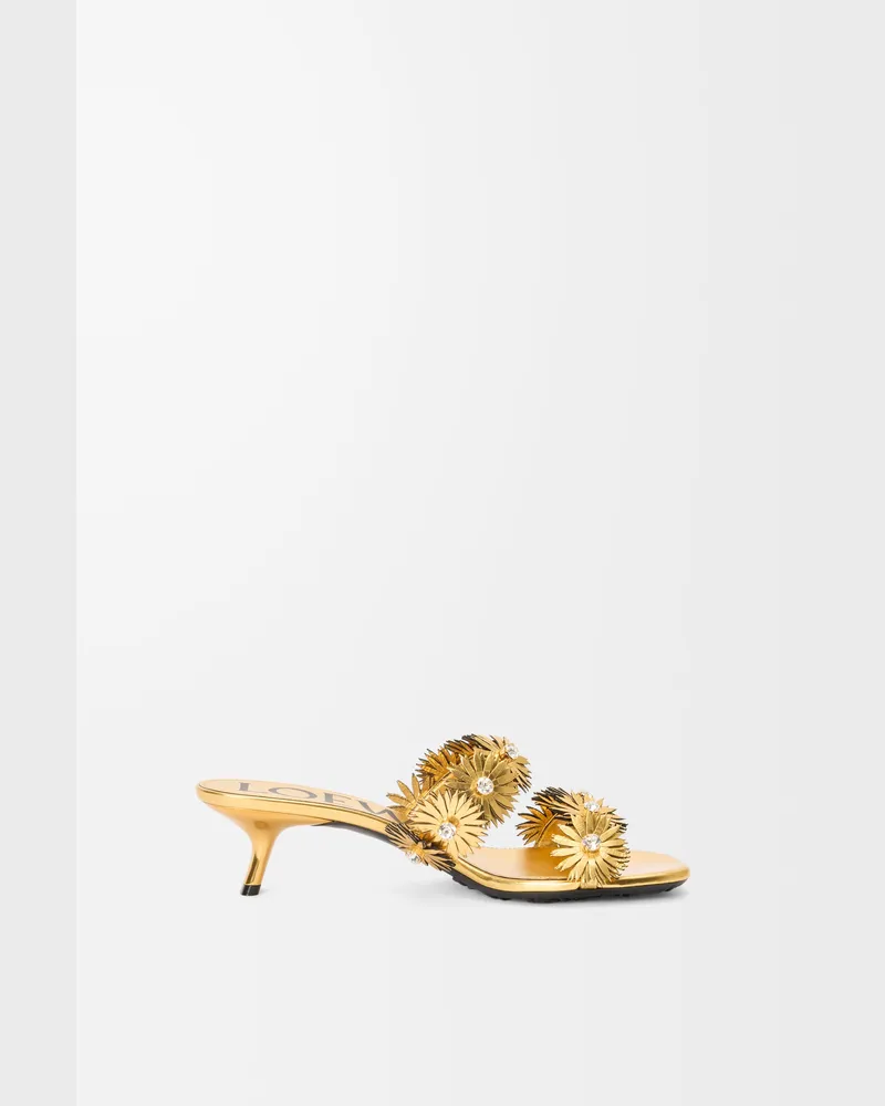 Loewe Petal Flower Sandal In Leather skin And Crystals Size Mujer Gold