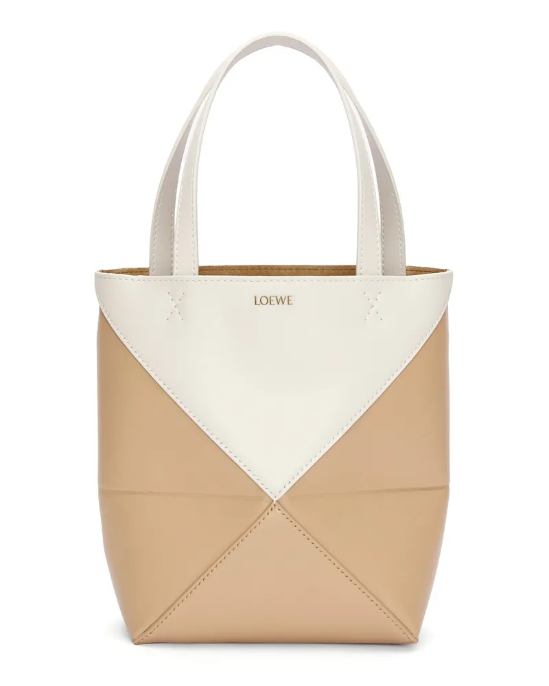 Loewe Luxury Mini Puzzle Fold Tote in shiny calfskin Soft