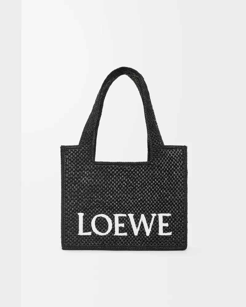 Loewe Medium Loewe Font Tote In Raffia Mujer Black