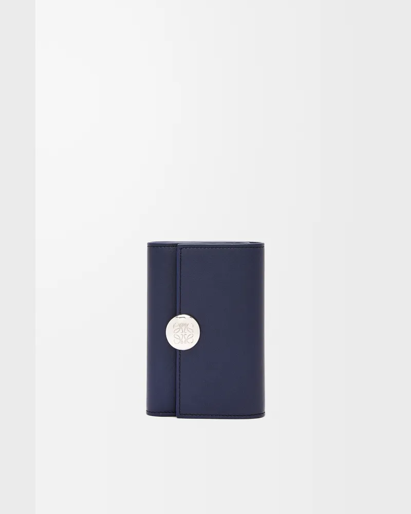 Loewe Pebble Small Vertical Wallet In Shiny Nappa Leather skin Mujer Abyss