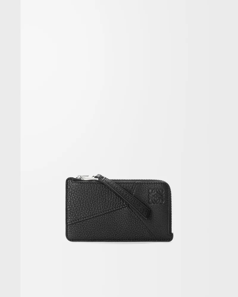 Loewe Puzzle Coin Cardholder In Supple Grained Leather skin Hombre Black