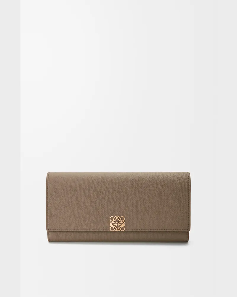 Loewe Anagram Continental Wallet In Pebble Grained Leather skin Mujer Taupe