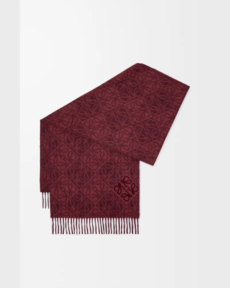 Loewe Anagram Scarf In Wool And Cashmere Mujer Dark