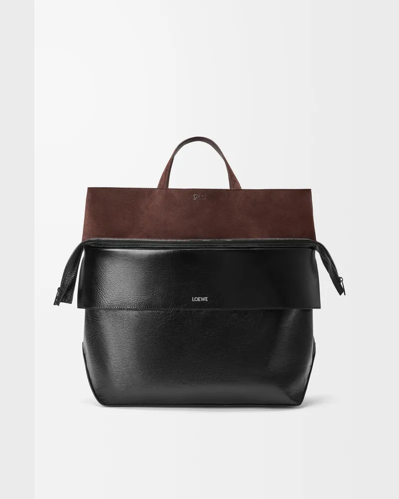 Loewe Large Switch Tote In Paper Leather And Suede Hombre Black