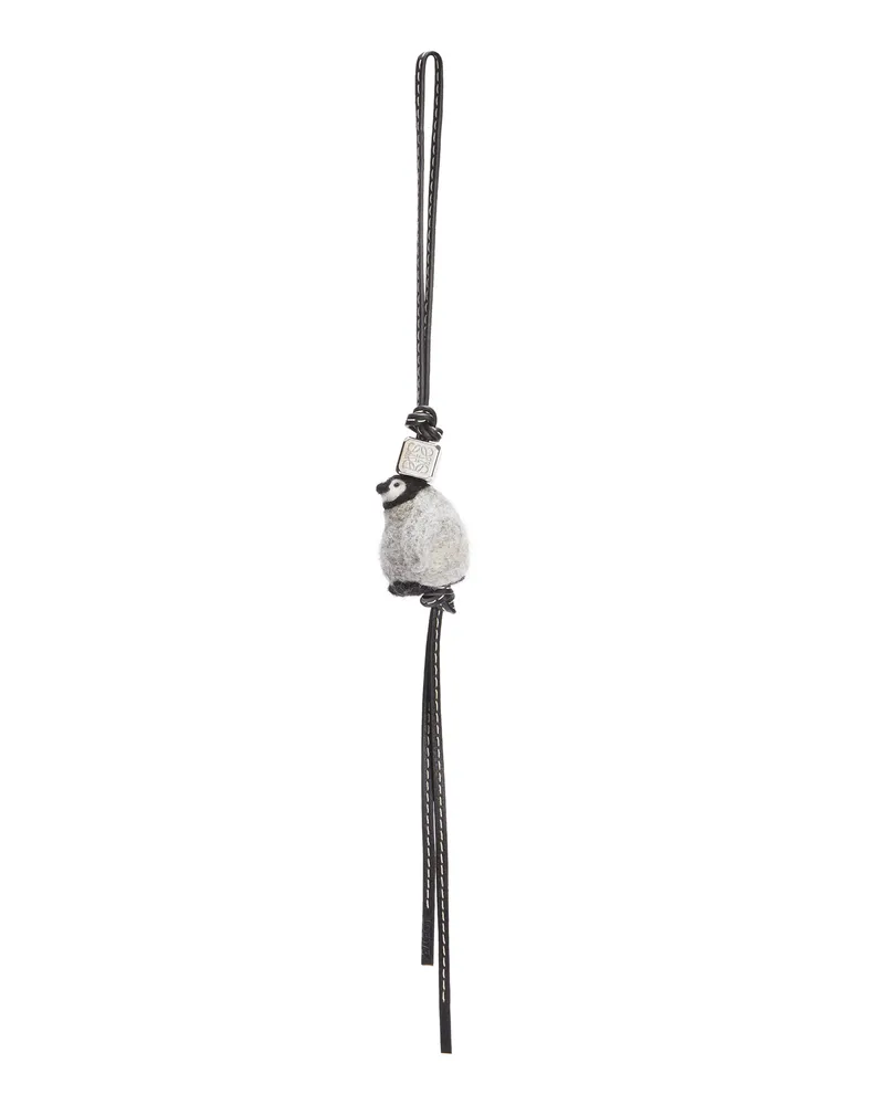 Loewe Luxury Baby Penguin Charm in felt and calfskin Light