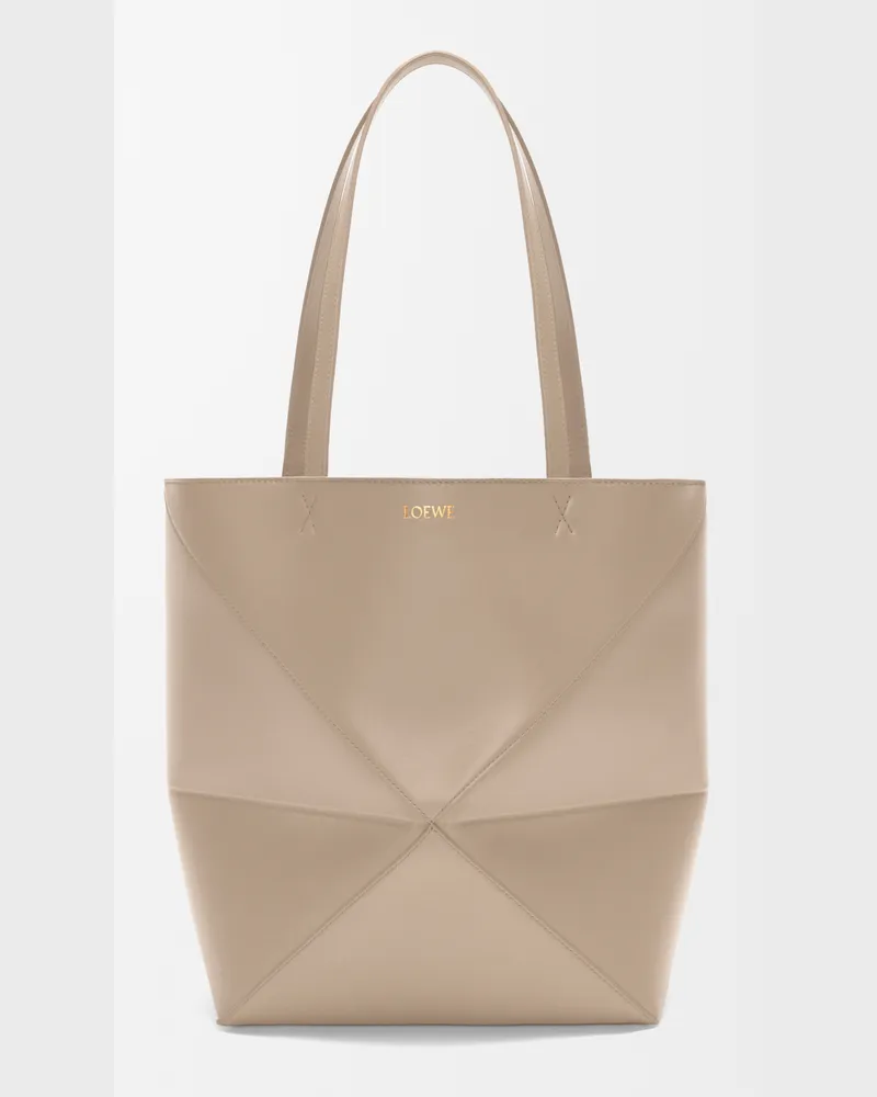 Loewe Medium Puzzle Fold Tote In Shiny Leather skin Mujer Sand