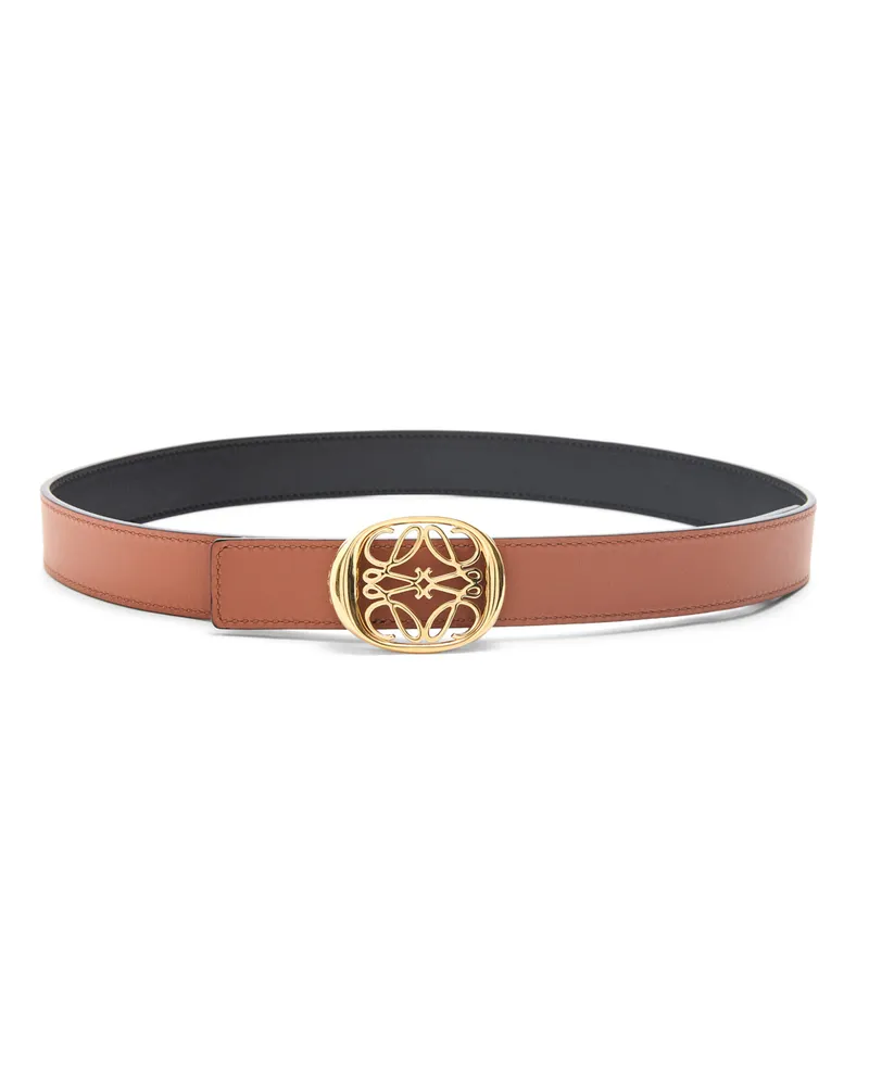 Loewe Luxury Reversible Anagram Ellipse belt in smooth calfskin Tan