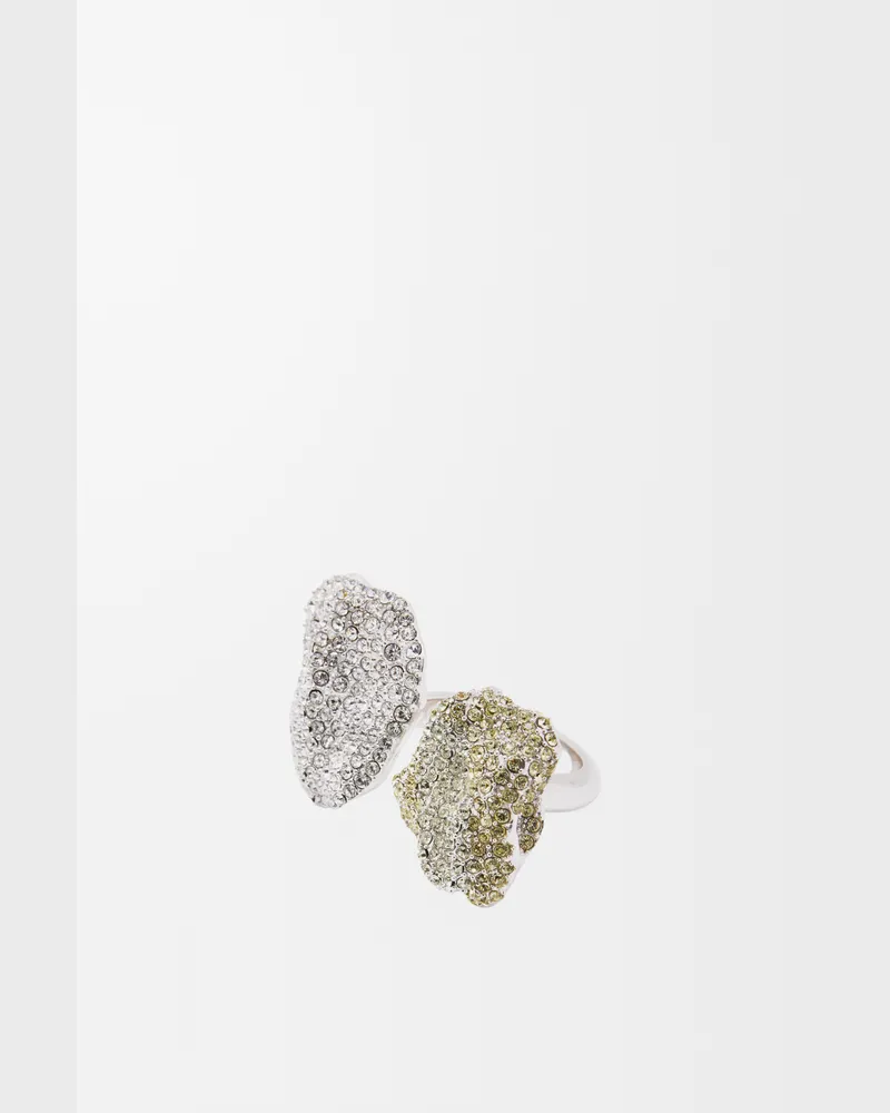 Loewe Glitter Fragment Double Ring In Sterling Silver And Crystals Size Mujer Silver