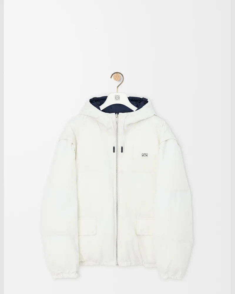 Loewe Puffer Jacket In Cotton & Technical Shell Size Hombre White