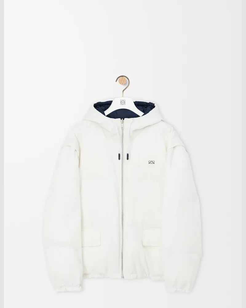 Loewe Puffer Jacket In Cotton & Technical Shell Size Hombre White