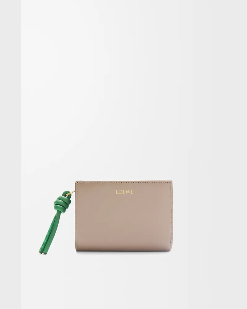 Loewe Knot Compact Wallet In Shiny Nappa Leather skin Mujer Sand