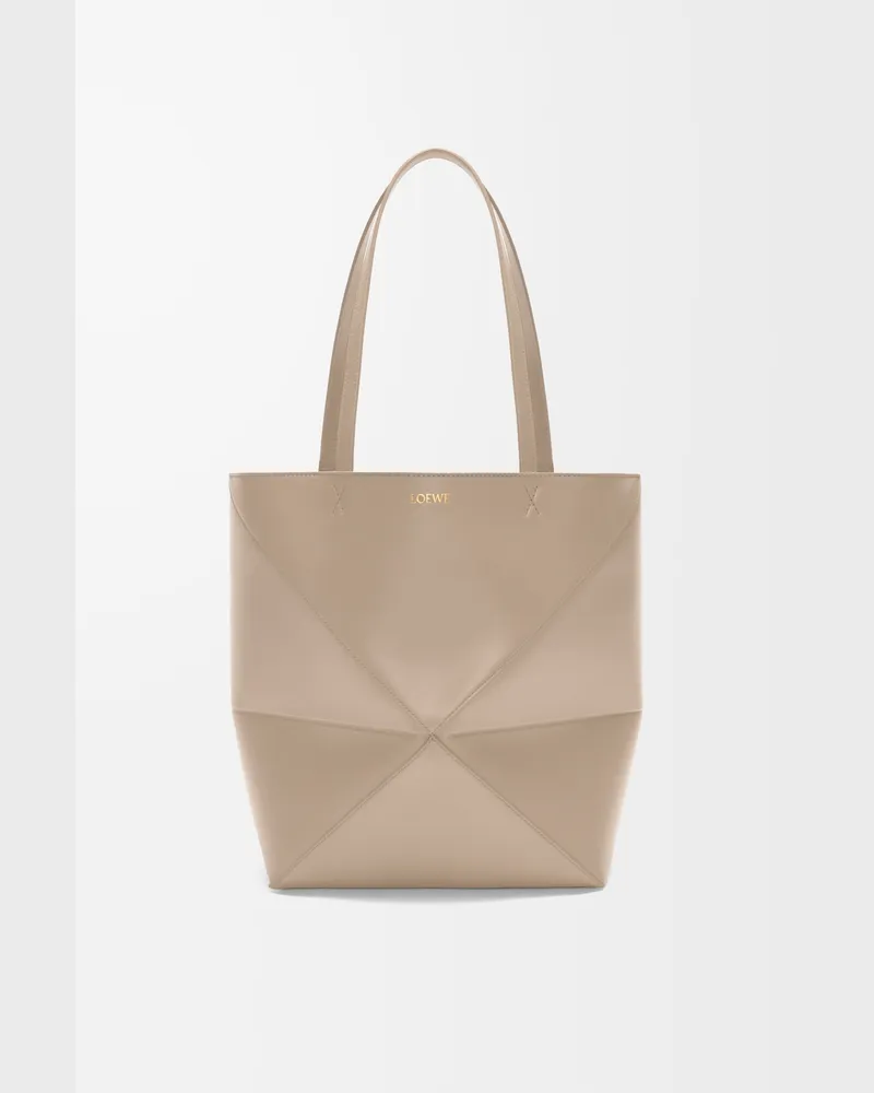 Loewe Medium Puzzle Fold Tote In Shiny Leather skin Mujer Sand