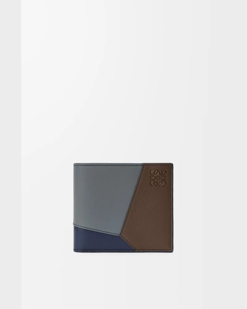 Loewe Puzzle Bifold Wallet In Leather skin Hombre Blue