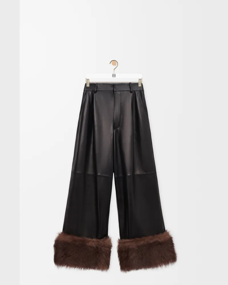 Loewe Turn-up Trousers In Nappa Lambskin Size Mujer Black