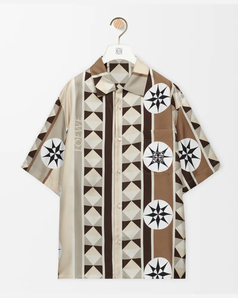 Loewe Short Sleeve Shirt In Silk Size Hombre Beige