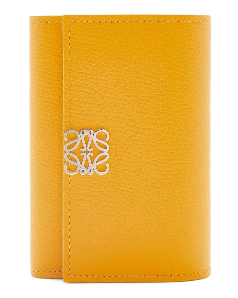 Loewe Luxury Anagram small vertical wallet in pebble grain calfskin Sunflower