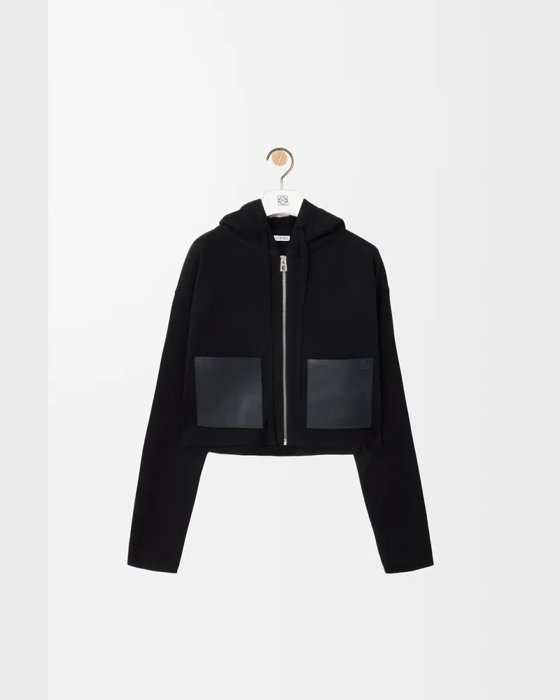Loewe Zip-up Hoodie In Wool Size Mujer Black