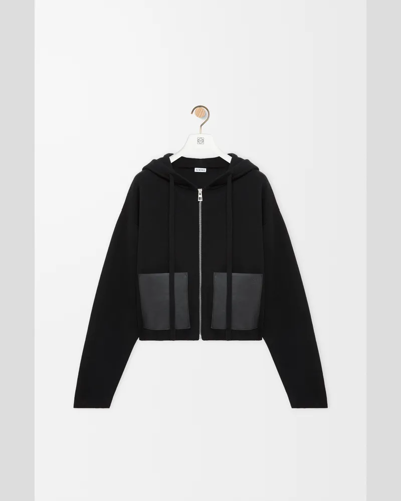 Loewe Zip-up Hoodie In Wool Size Mujer Black