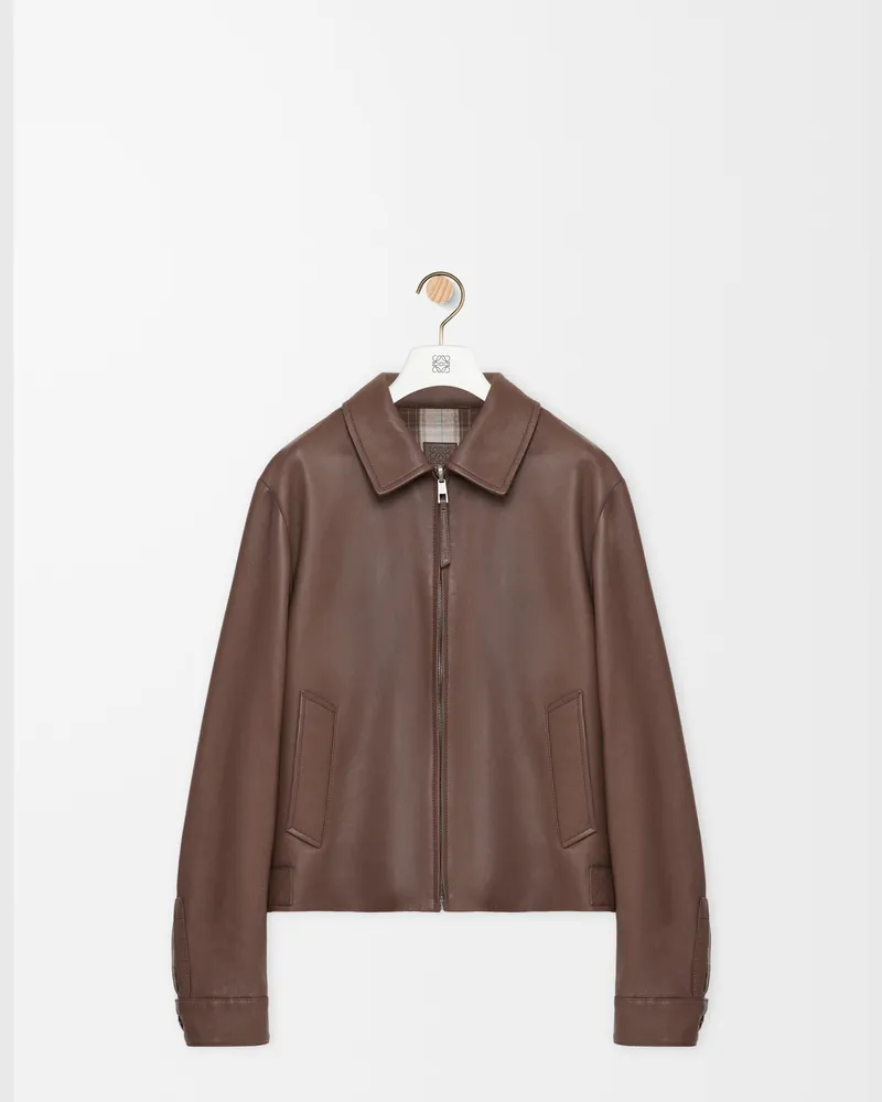 Loewe Zip-up Jacket In Nappa Lambskin Size Hombre Taupe