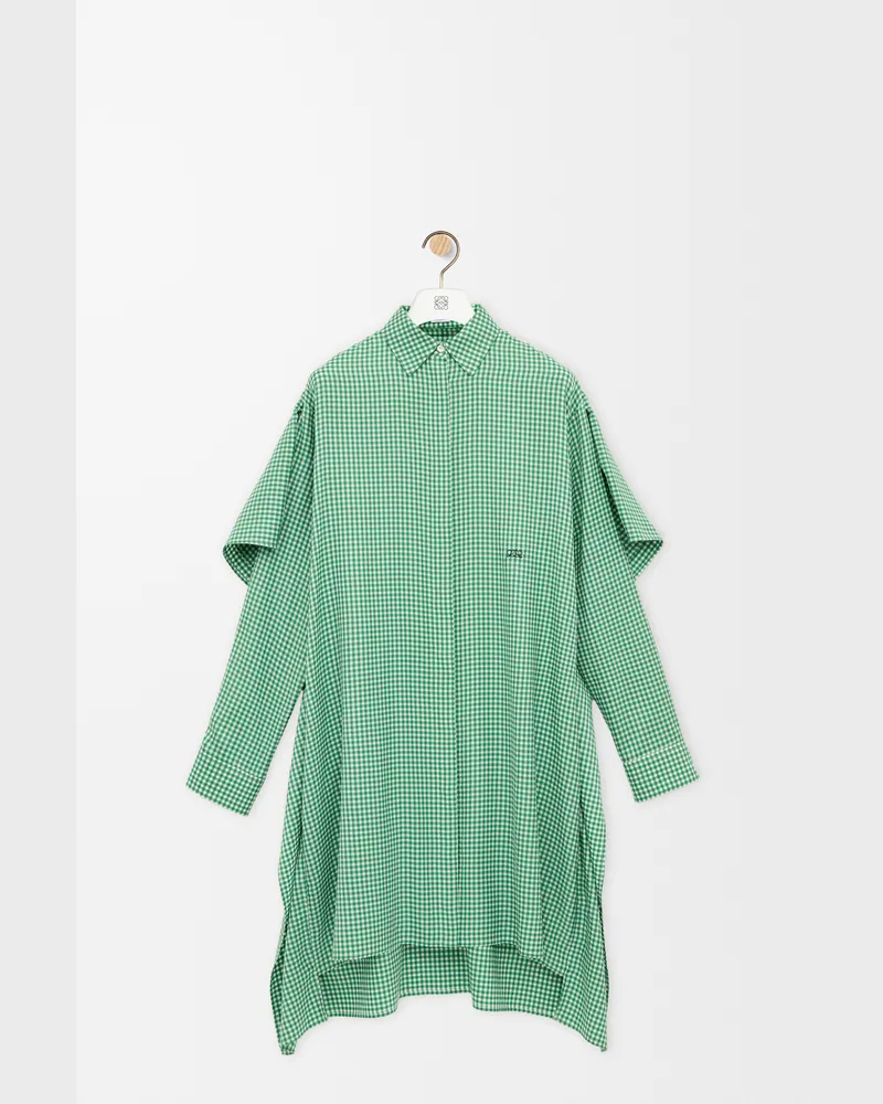 Loewe Cape Dress In Silk Size Mujer Green
