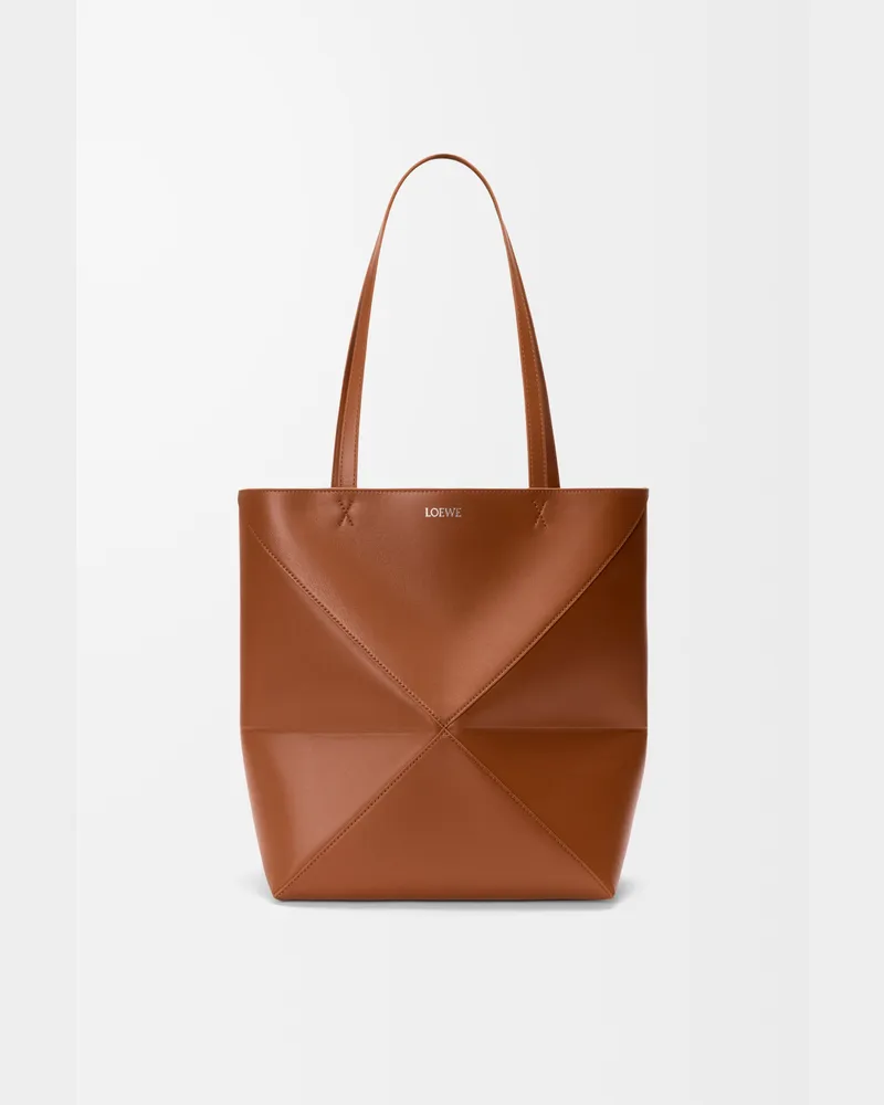 Loewe Medium Puzzle Fold Tote In Shiny Leather skin Mujer Squirrel