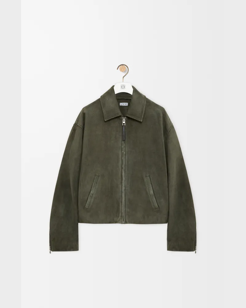 Loewe Zip-up Jacket In Suede Lambskin Size Hombre Khaki
