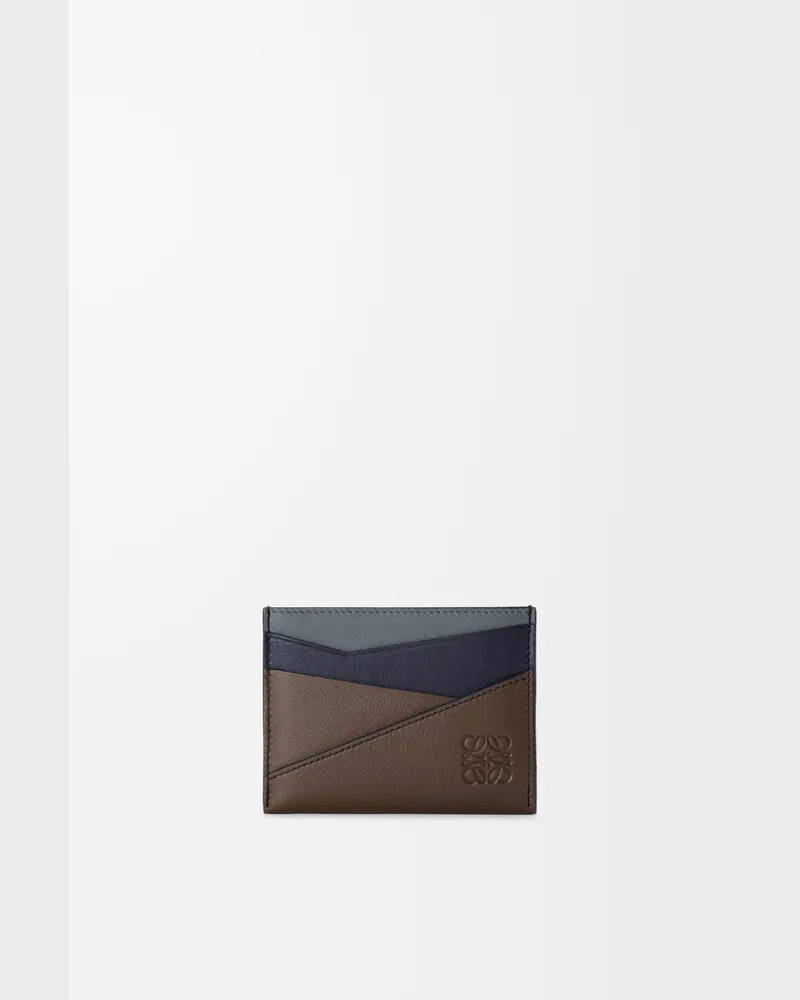 Loewe Puzzle Plain Cardholder In Leather skin Hombre Blue