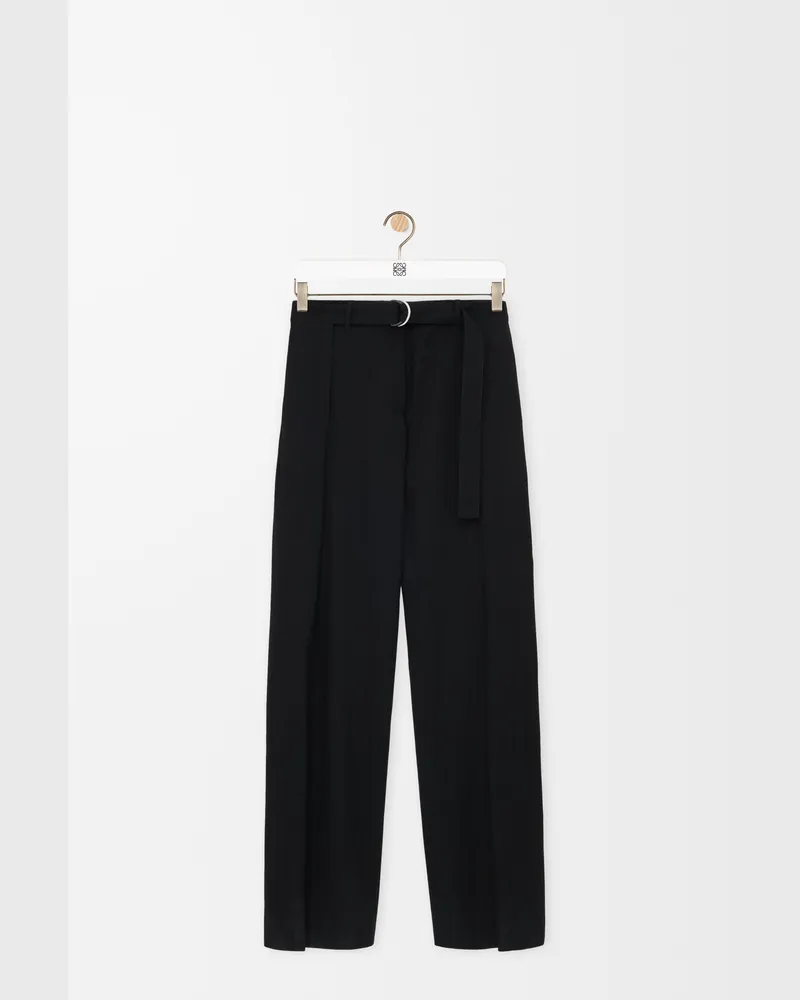 Loewe Belted Trousers In Wool Size Mujer Black