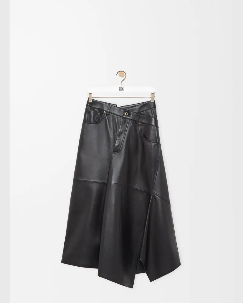 Loewe Asymmetric Skirt In Satin Nappa Lambskin Size Mujer Black