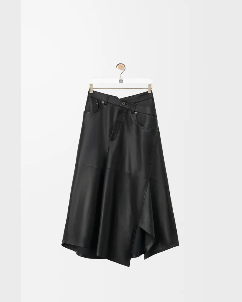 Loewe Asymmetric Skirt In Satin Nappa Lambskin Size Mujer Black