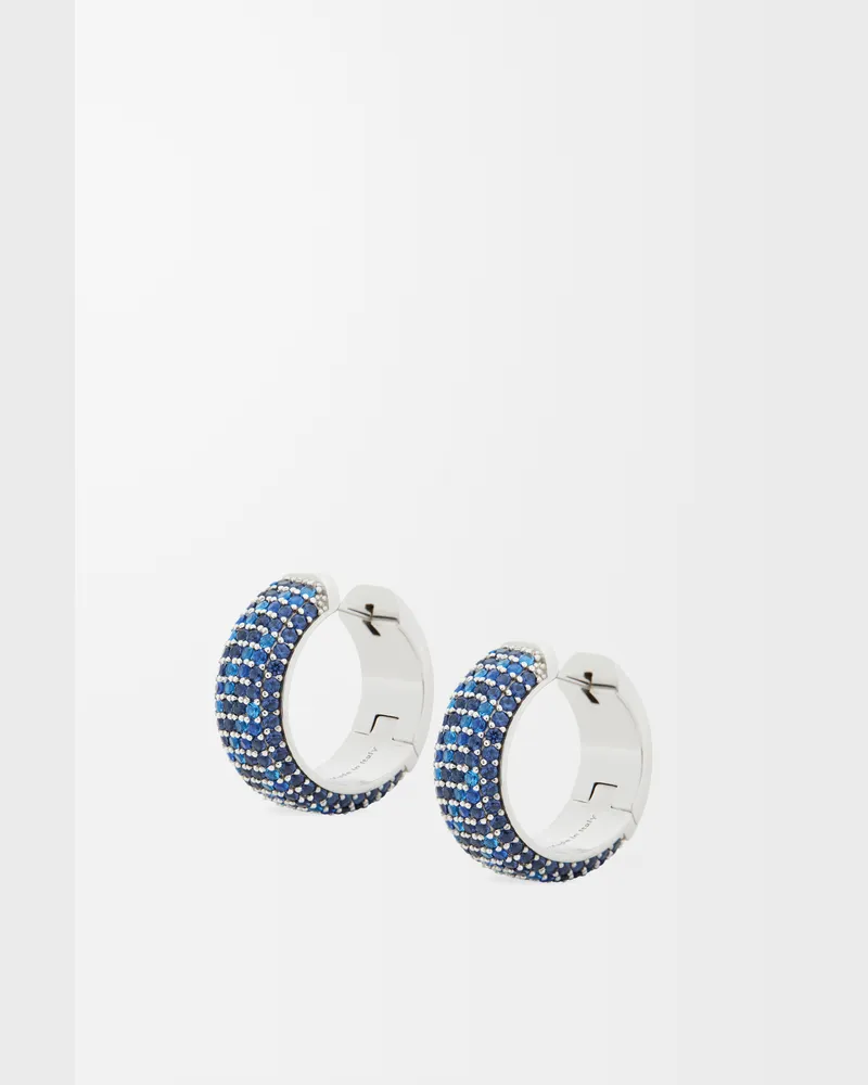 Loewe Pavé Hoop Earrings In Sterling Silver And Crystals Mujer Silver